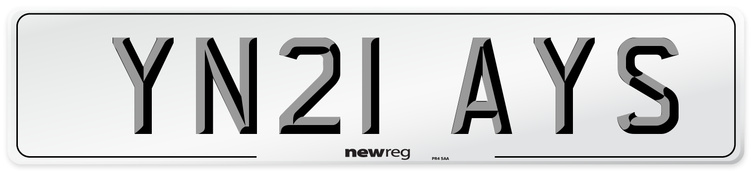 YN21 AYS Number Plate from New Reg